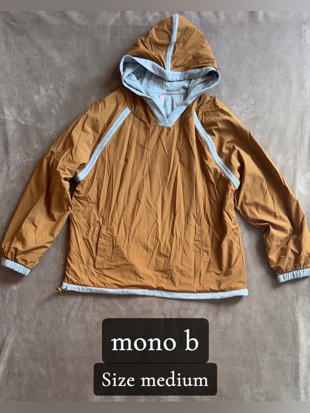 Mono B Ochre Hooded Pullover with Light Gray Trim